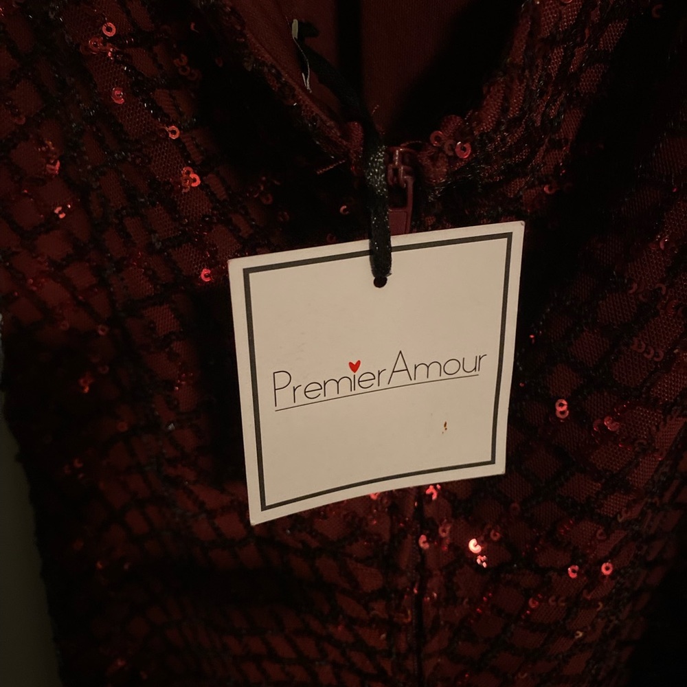 Premier Amour Burgundy Sequined jumpsuit. New with tags. Size 10